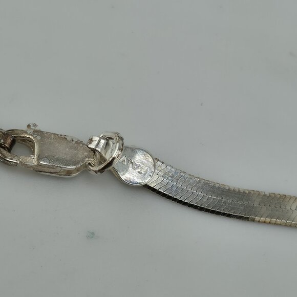 Italy 925 Sterling Silver Herringbone Chain 17” 3mm Lobster Clasp Necklace - Picture 5 of 11
